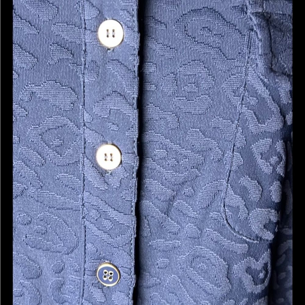 J MCLAUGHLIN Yolanda Dress Navy Blue Textured Jacquard Shift Knee Length - Picture 6 of 9